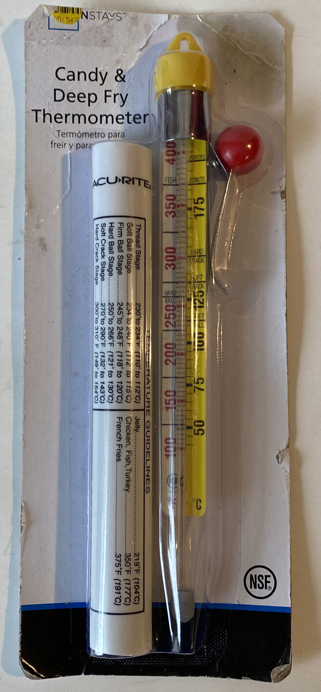 MAINSTAYS 8", CANDY & DEEP FRY THERMOMETER, NEW IN ORIGINAL PACKAGING.