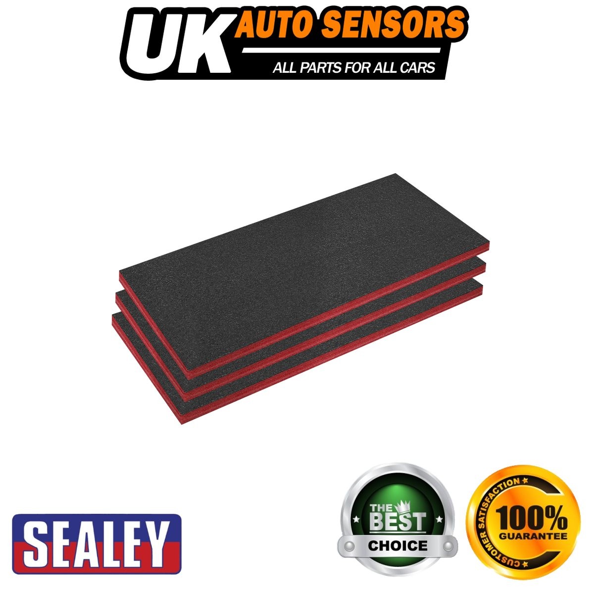 Sealey Easy Peel Shadow Foam� 1200 x 550 x 50mm Red/Black Pack of 3 SFPK50R
