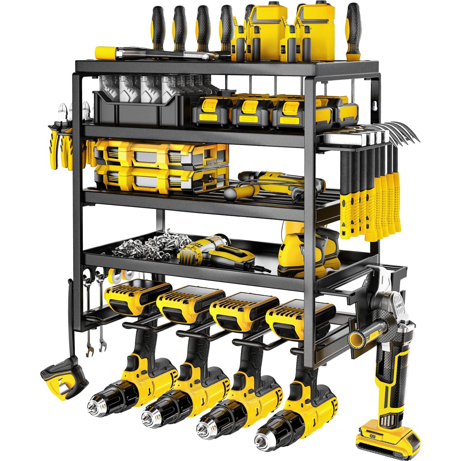 Power Tool Organizer, 5 Layer Drill Holders Wall Mount, Heavy Duty Metal Orga...