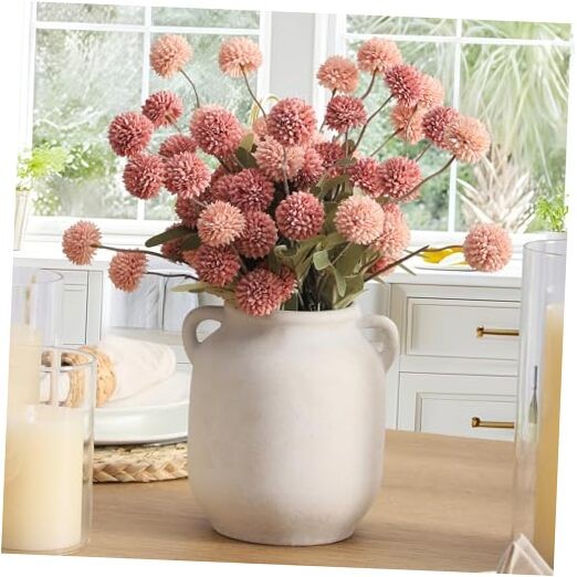 Ceramic Flower Vase Home Decor - 7.6 Inch Farmhouse Rustic White 7.6" Rustic