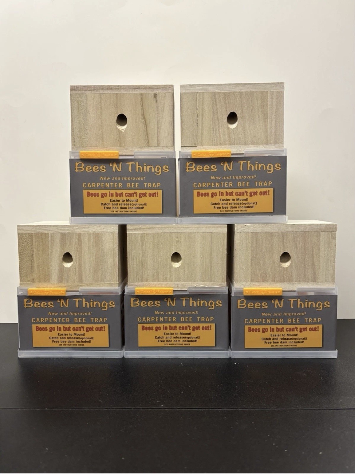 5x Bees N Things Outdoor Carpenter Bee Hanging Trap with 15 ft. Coverage | New