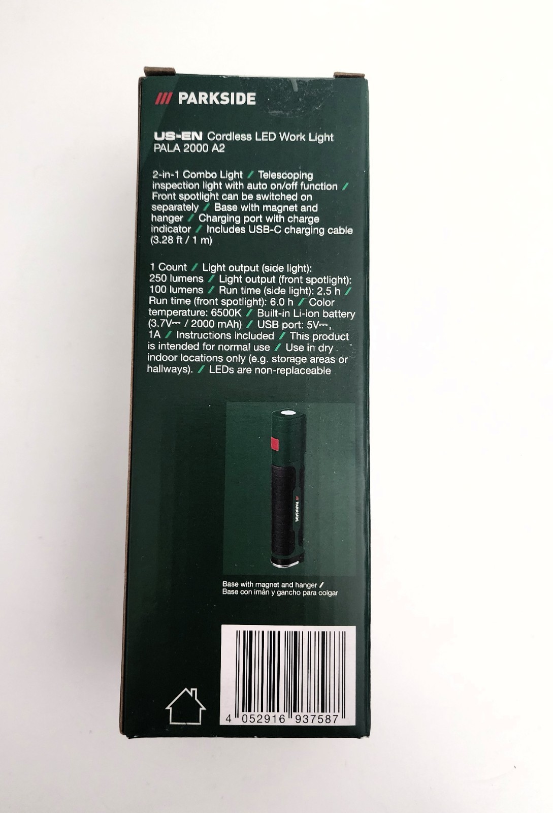 Parkside 2-in-1 Combo Cordless Telescoping LED Work Light