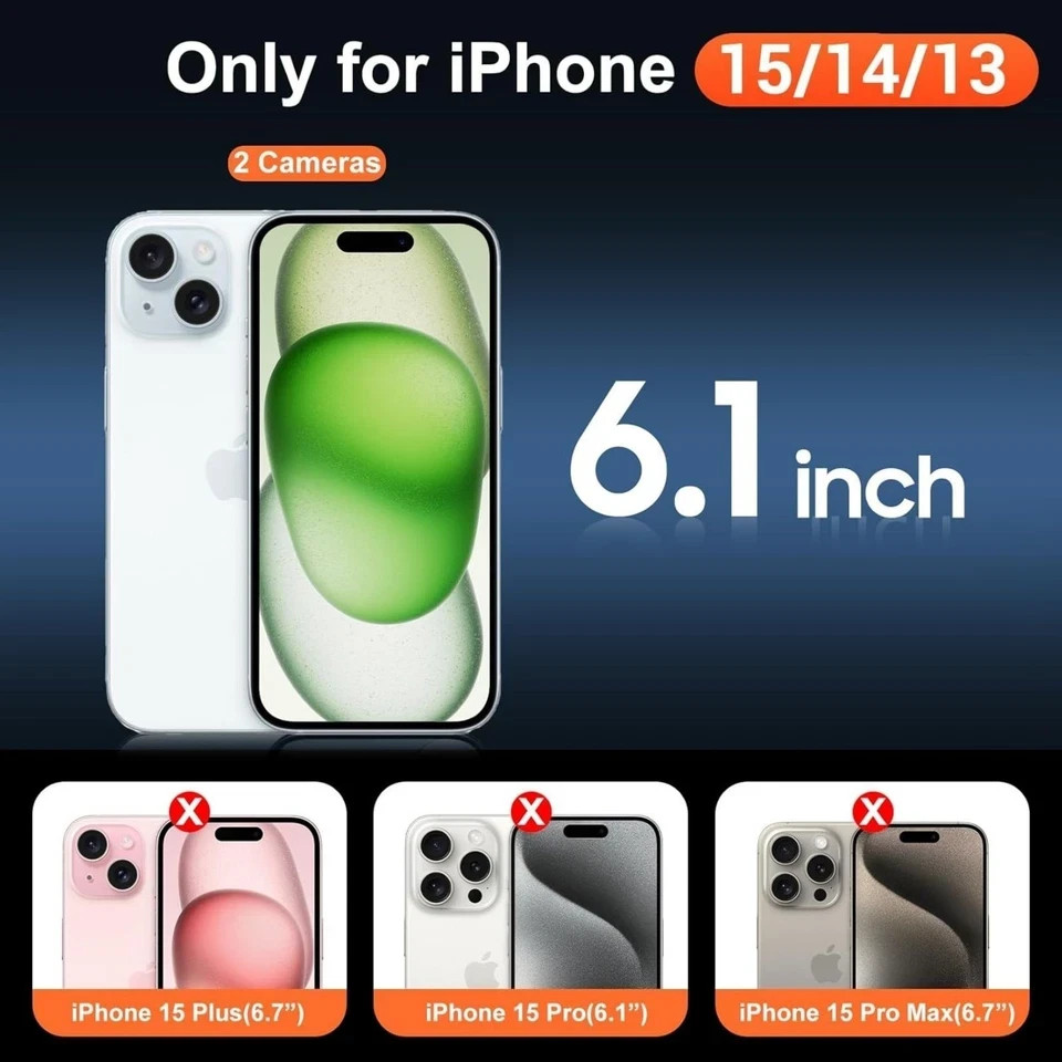 for iPhone 15, 14 & 13 Clear Case with Screen Protector, Anti-Yellowing, Shockpr