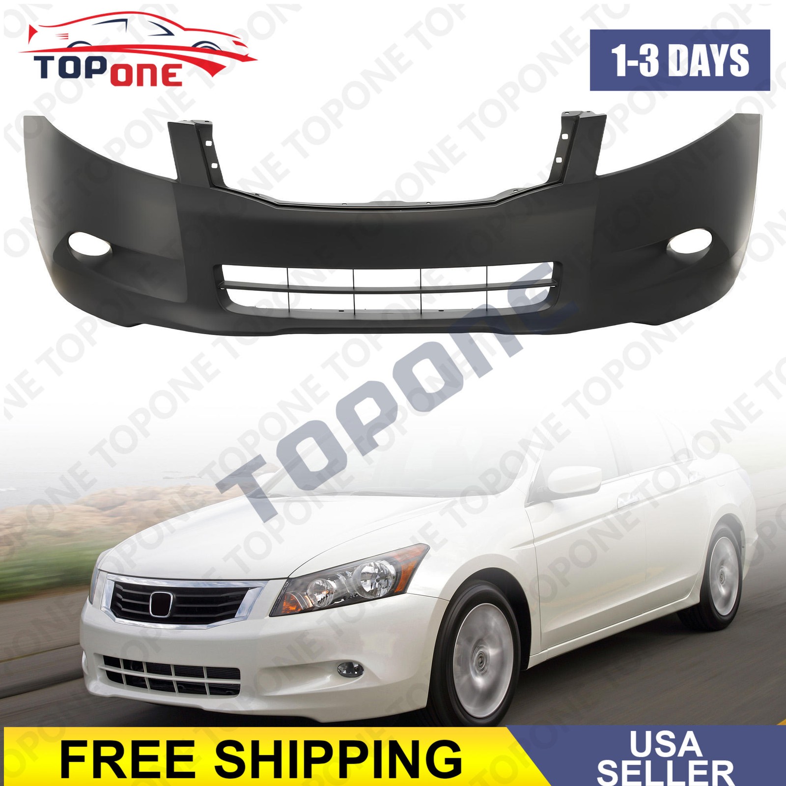 Front Bumper Cover HO1000255 Primed Compatible with 2008-2010 Honda Accord Sedan