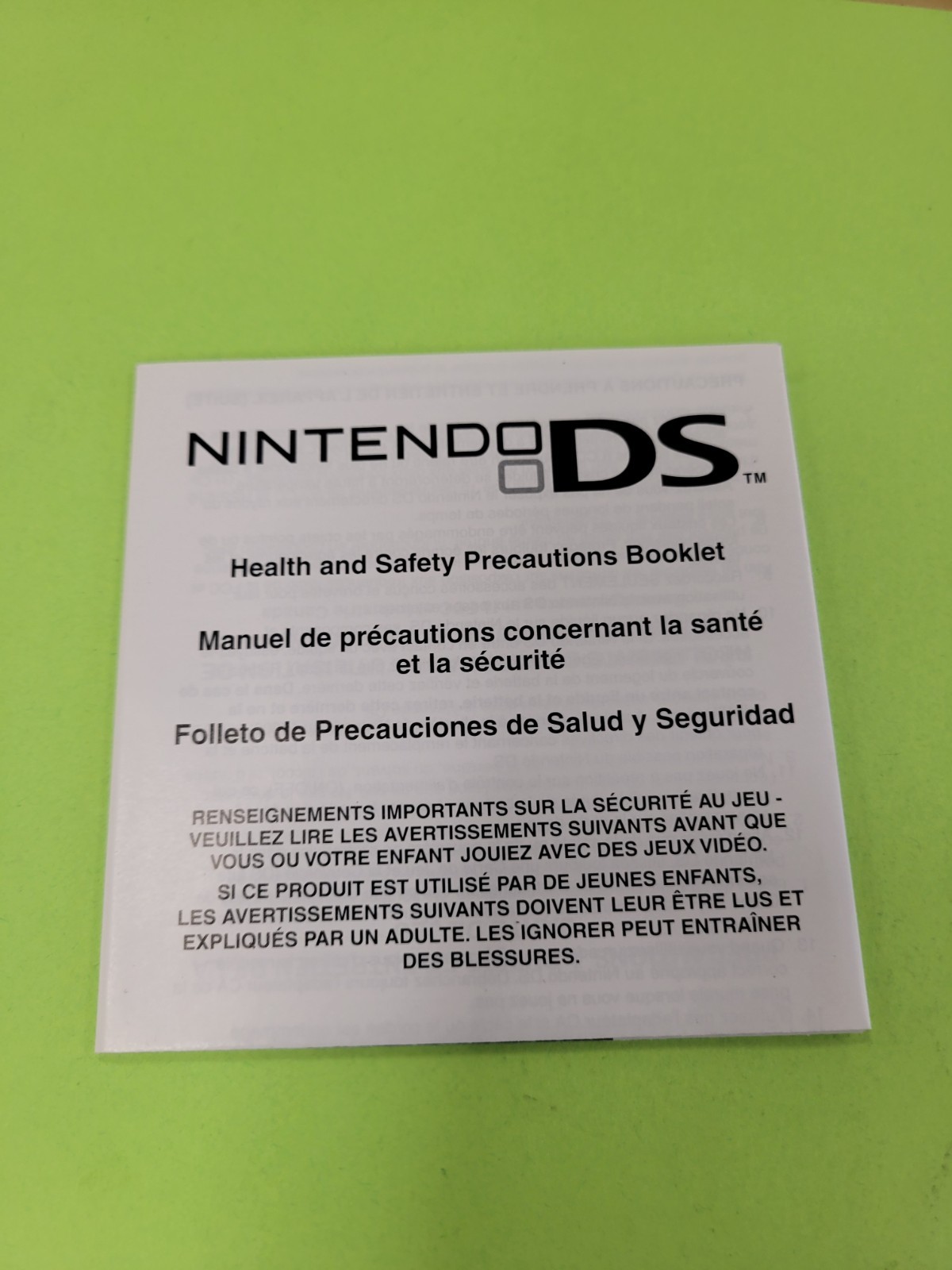 Nintendo DS Authentic Health & Safety Precautions Manual Booklet Only