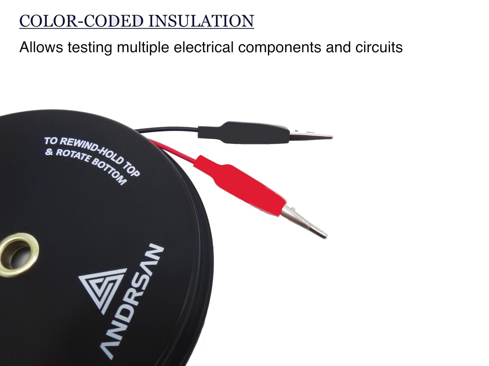 2 Wire 30â€™ Retractable Test Leads with 2â€ Alligator Clips, 18 Gauge Elect...