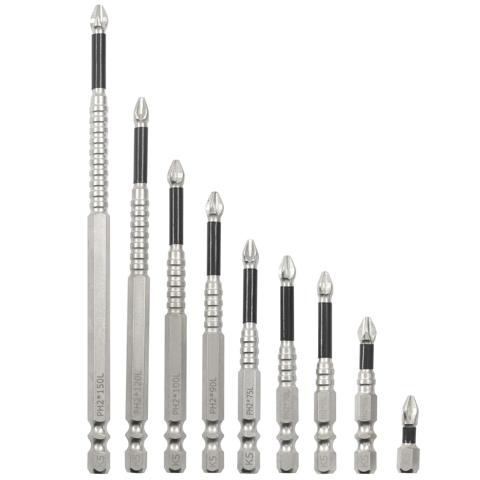 Magnetic Drill Bit Set Anti Slip Alloy Screwdriver Tips 25mm - 150mm Impact Tool