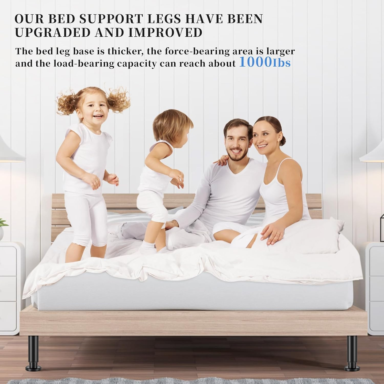 Set of 4 Adjustable Bed Legs Replacement, Adjustable Metal Bed Frame Support Leg