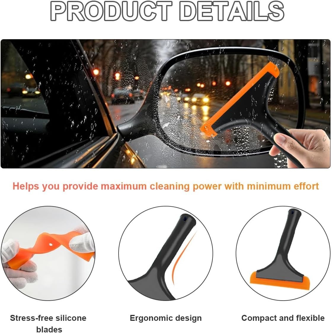 KVAEY Small Silicone Window Squeegee 5.9" Car Windshield Blade