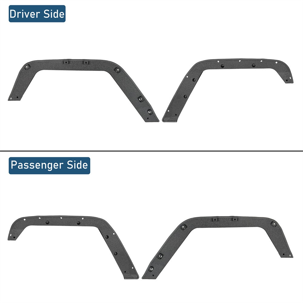 Hooke Road Front & Rear Compact Tube Fender Flares Fit 07-18 Jeep Wrangler JK