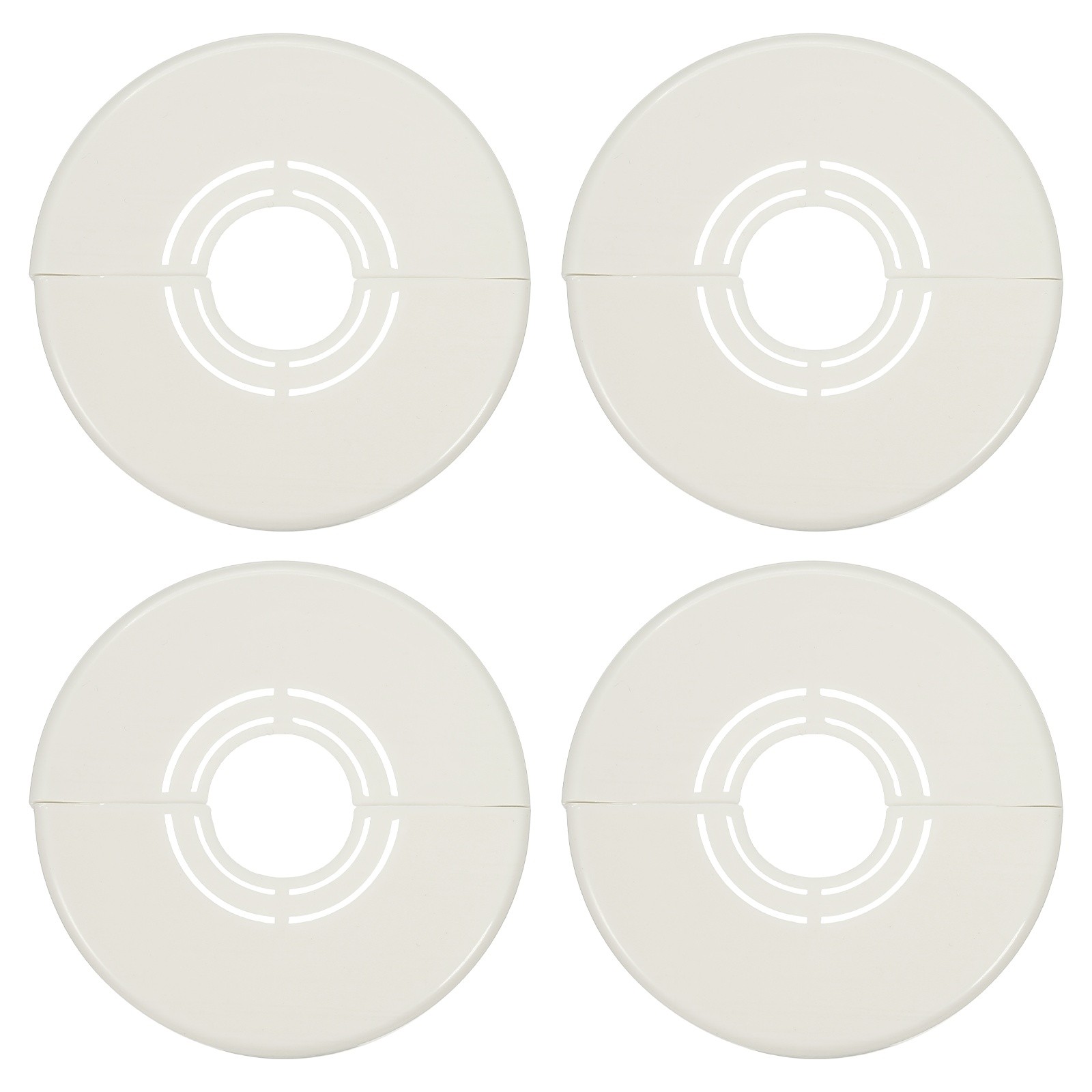 4pcs Wall Split Flange 0.59" Plastic Round Split Flange Pipe Cover, White