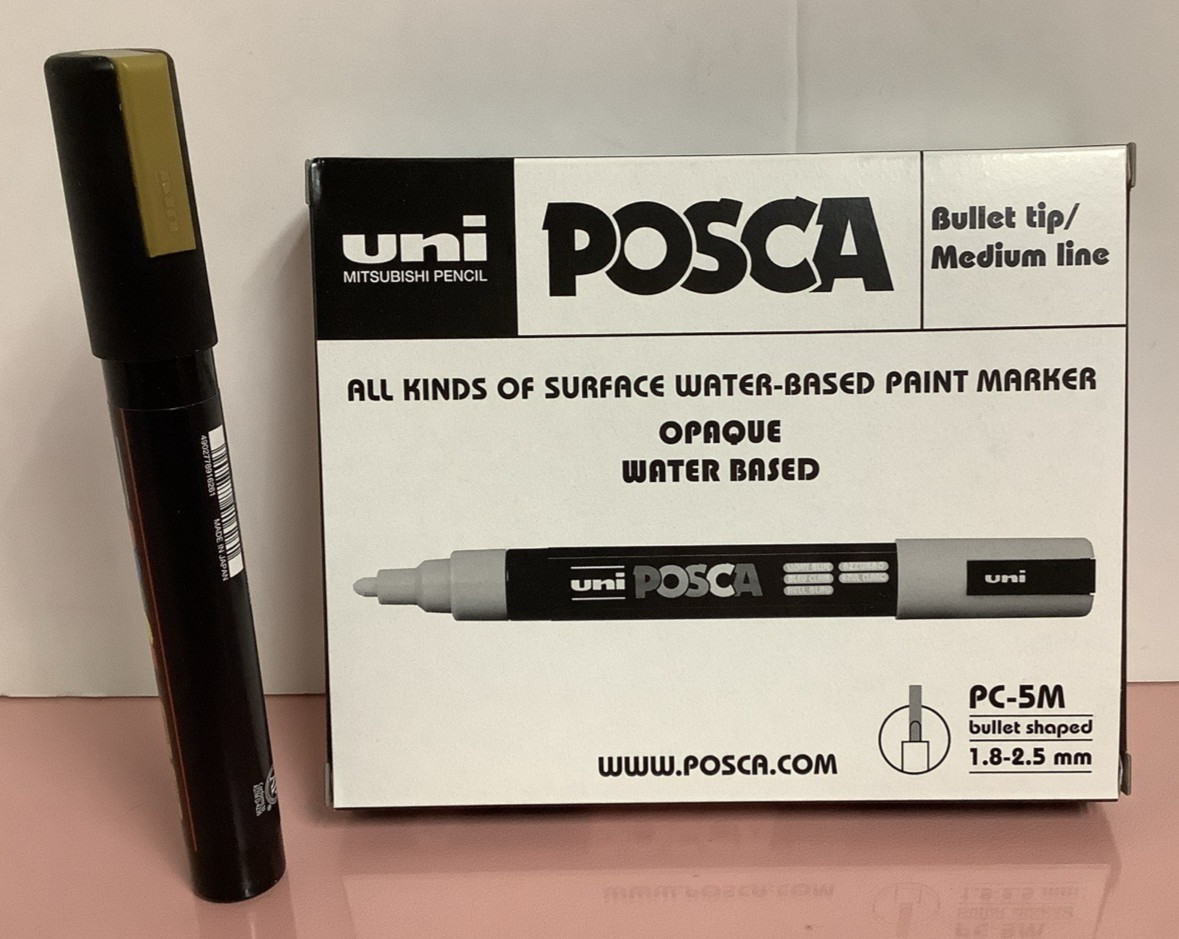 6 pack UNI POSCA Water-Based Opaque Bullet Tip Med Line Paint Markers GOLD