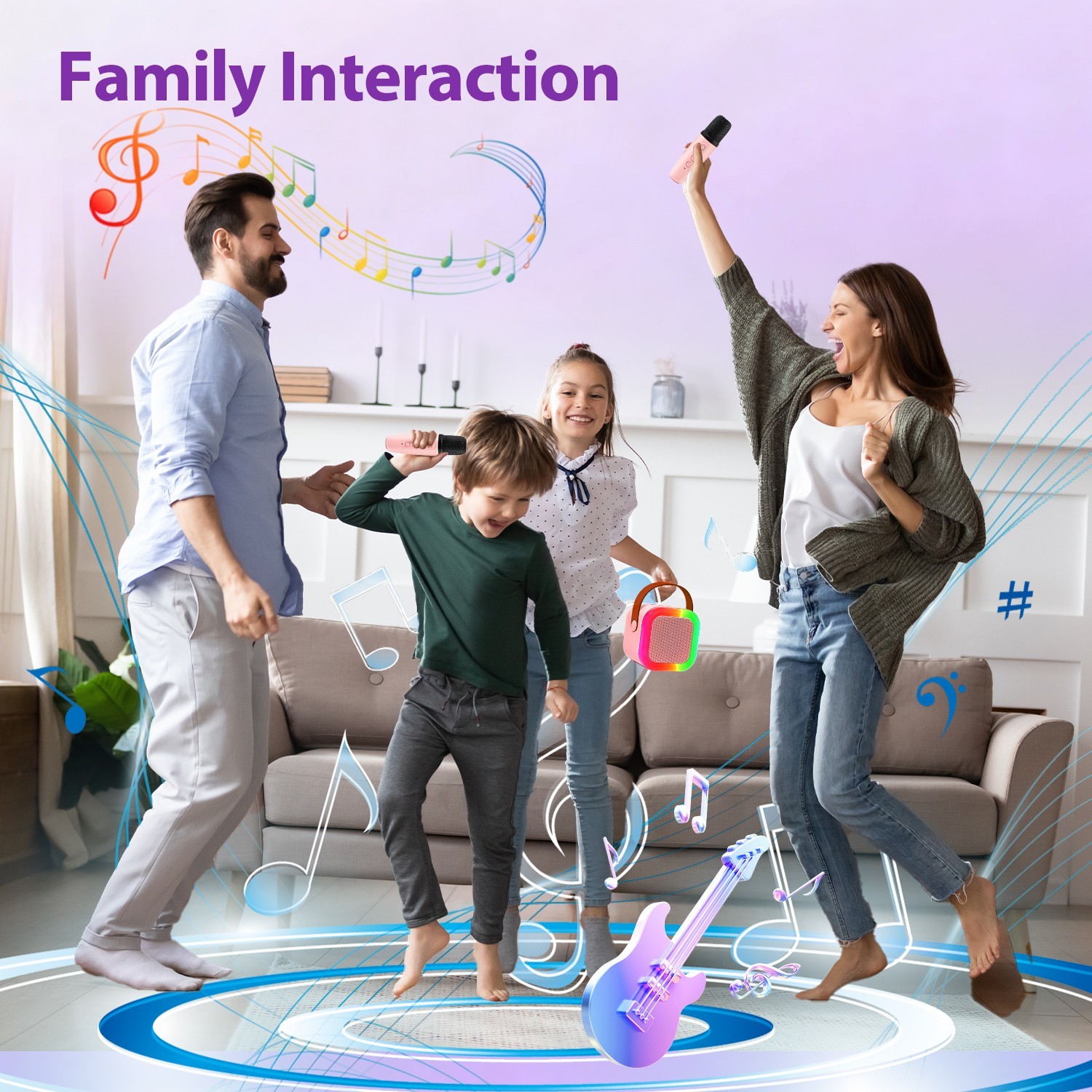 Portable Bluetooth Karaoke Speaker & 2 Wireless Microphones Mini Karaoke Machine