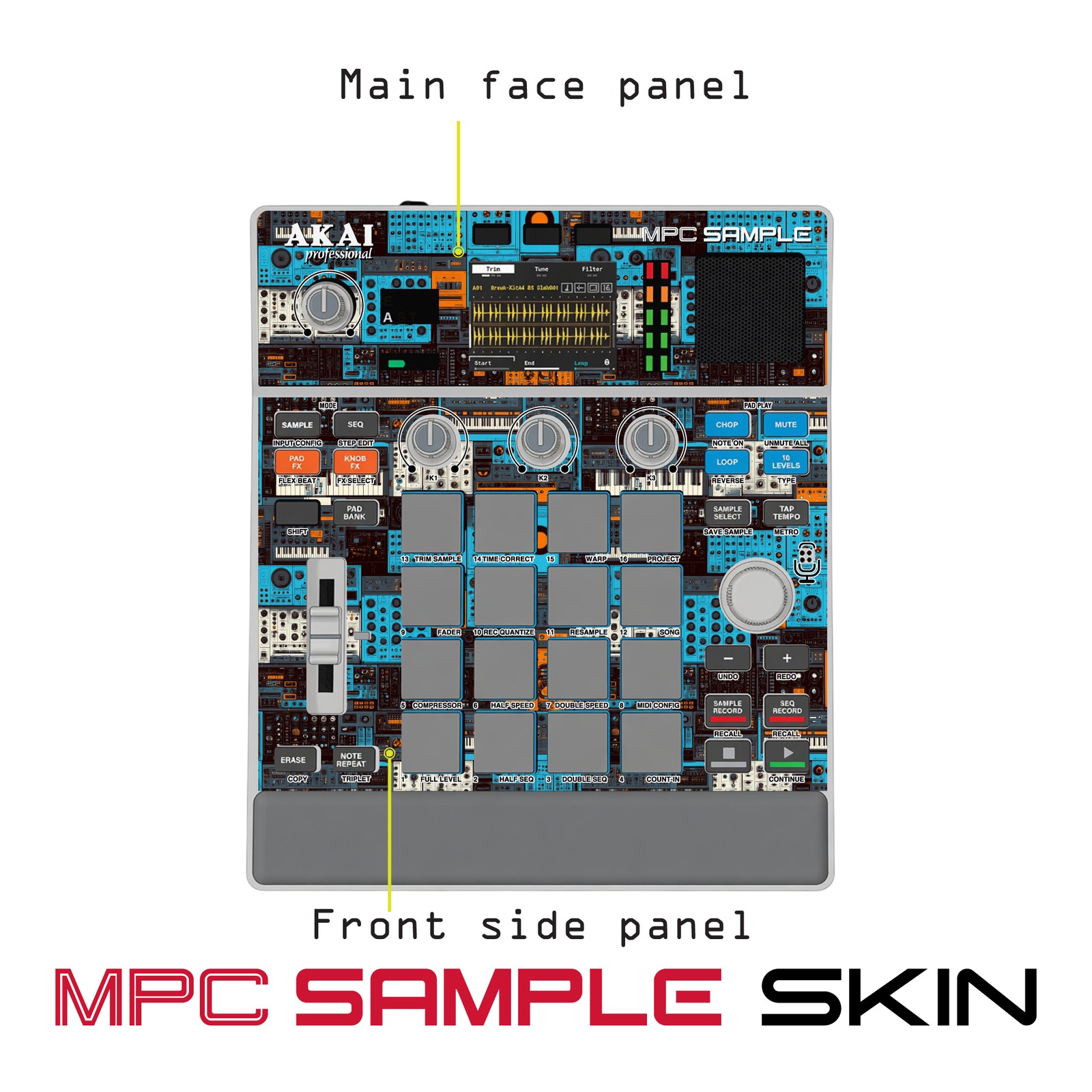 Akai MPC Sample Skin / turquoise circuitry blaze