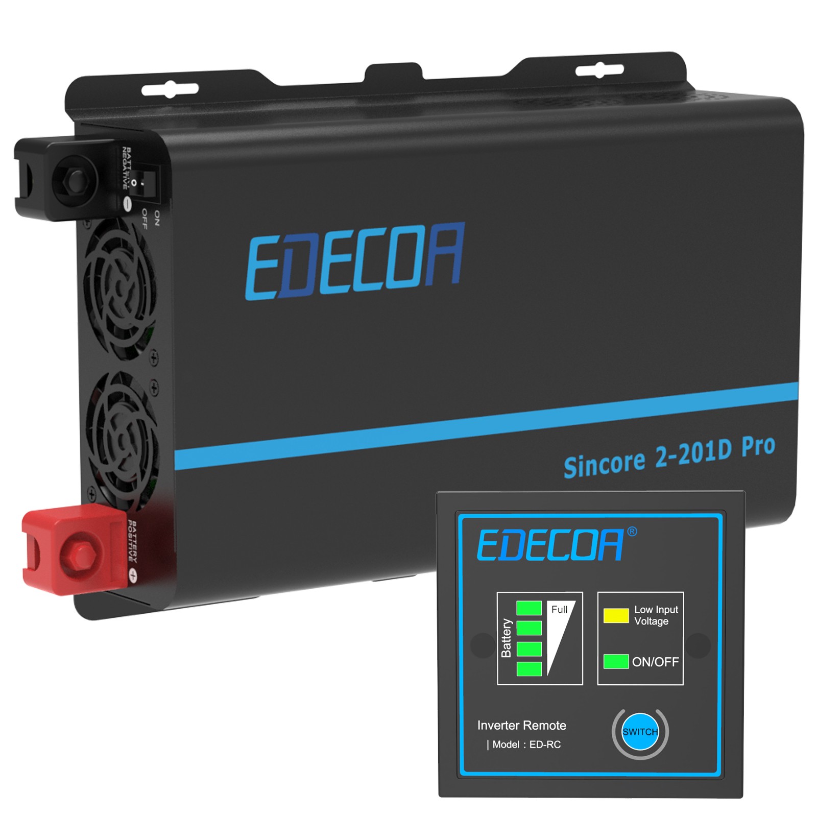 EDECOA 2000W Pure Sine Wave Power Inverter 4000W 12V DC to 110V 120V AC Remote