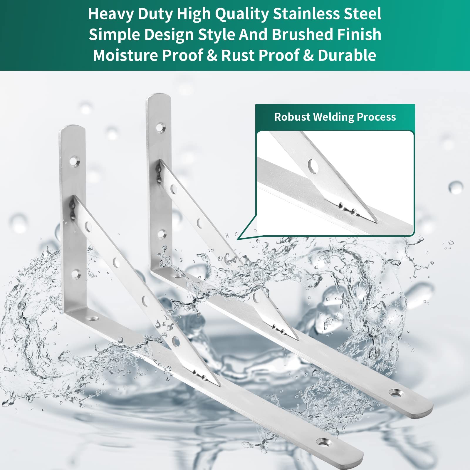Solid Shelf Brackets 14 Inch, L Heavy Duty Stainless Steel Angle Bracket