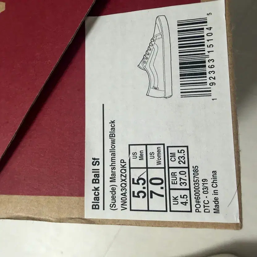 Vans Black Ball SF Marshmallow/Black 235mm New Official