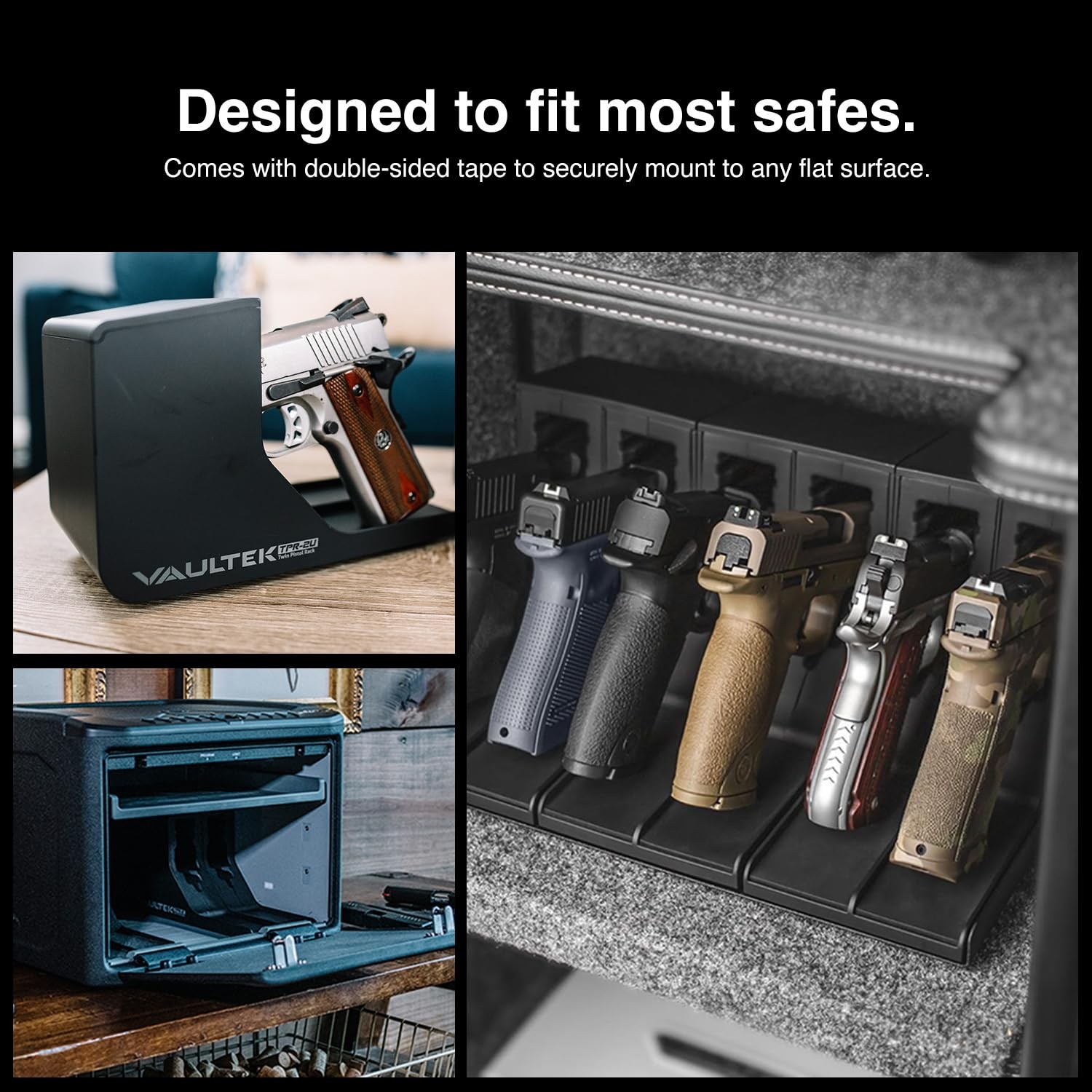 VAULTEK Modular Pistol Rack Protective Handgun Storage Black