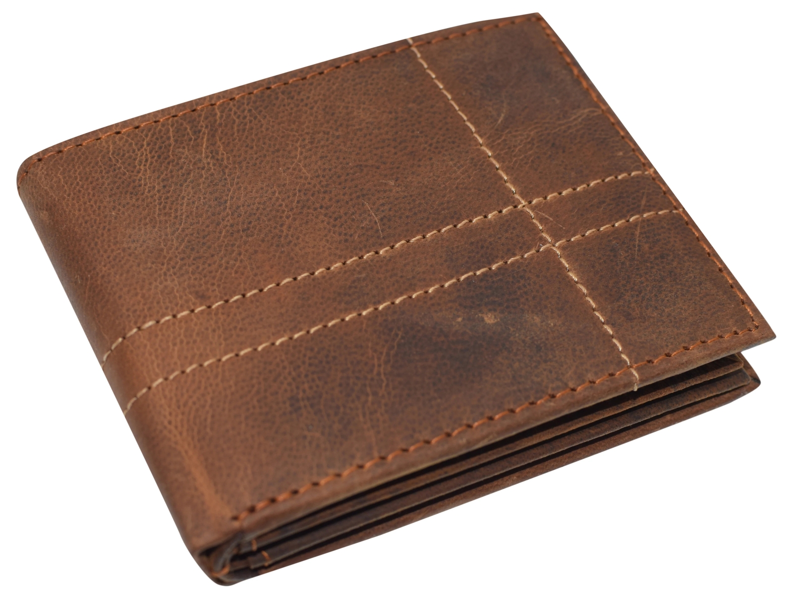RFID Blocking Vintage Leather Bifold Wallet Double ID Windows Holder