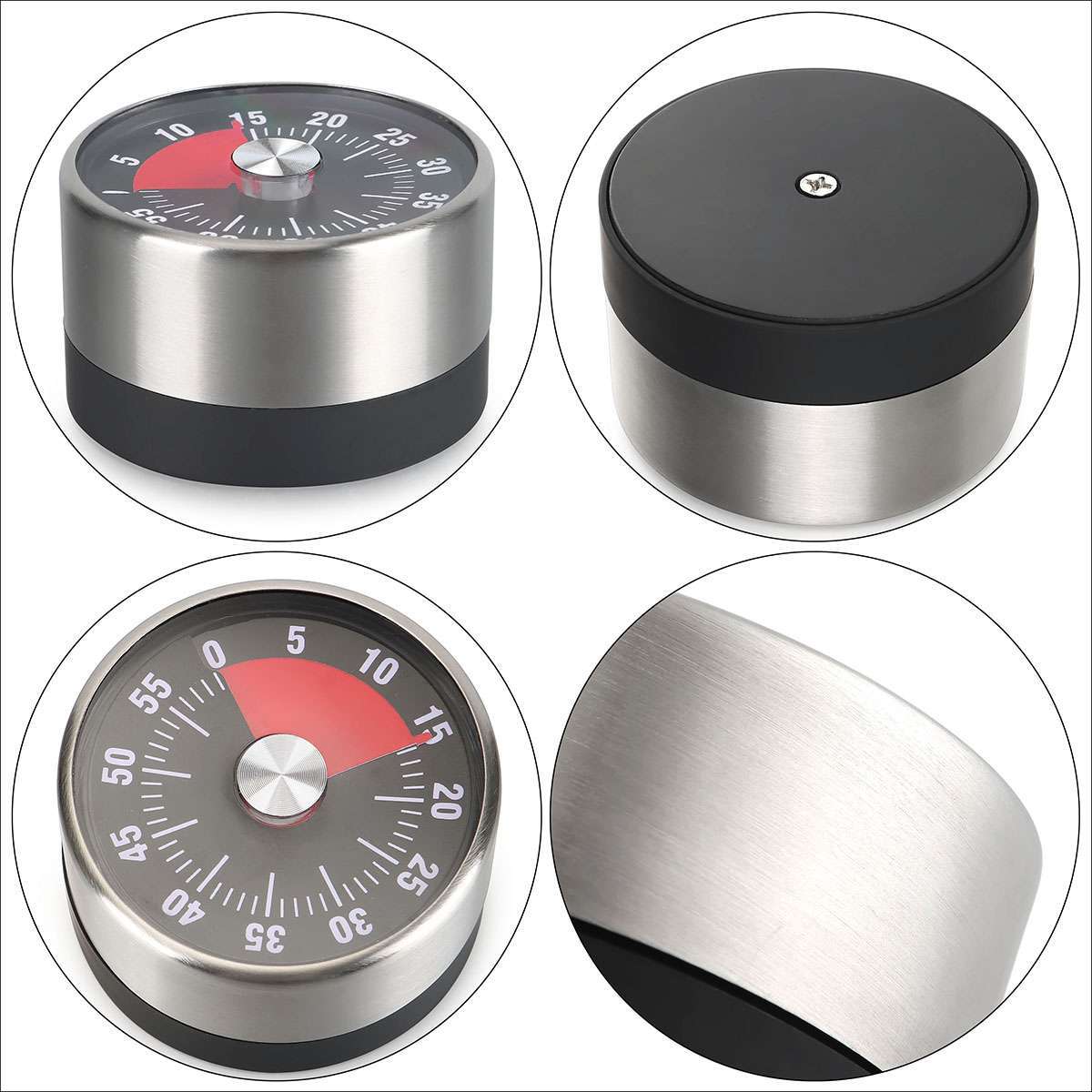 Mechanical Kitchen Timer 60min Countdown Cooking Visual Magnetic Alarm Reminder