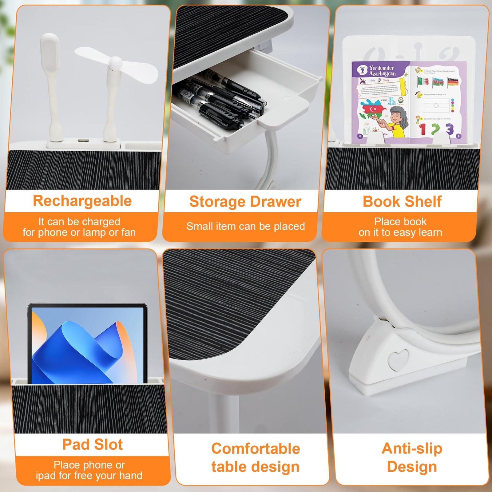 Laptop Desk for Bed, Adjustable Height Laptop Bed Table, Foldable Lap Desk wi...