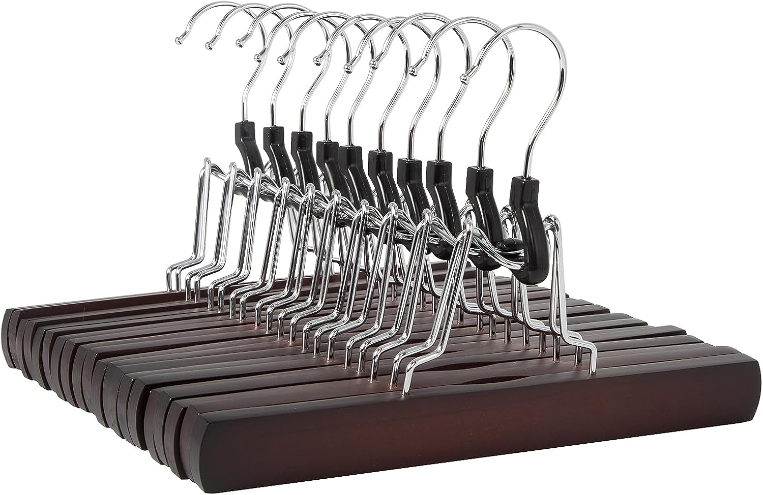 Sturdy Wooden Pants Hangers Natural 10-Pack