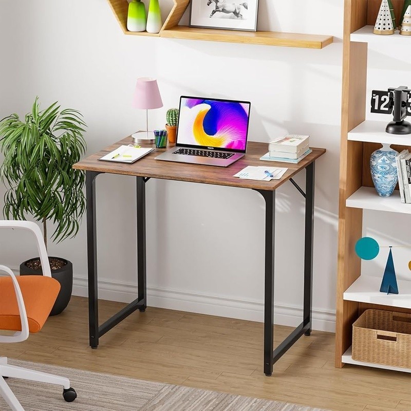 Compact Computer Desk Small Metal Frame Sturdy Writing Table Home Office Gaming