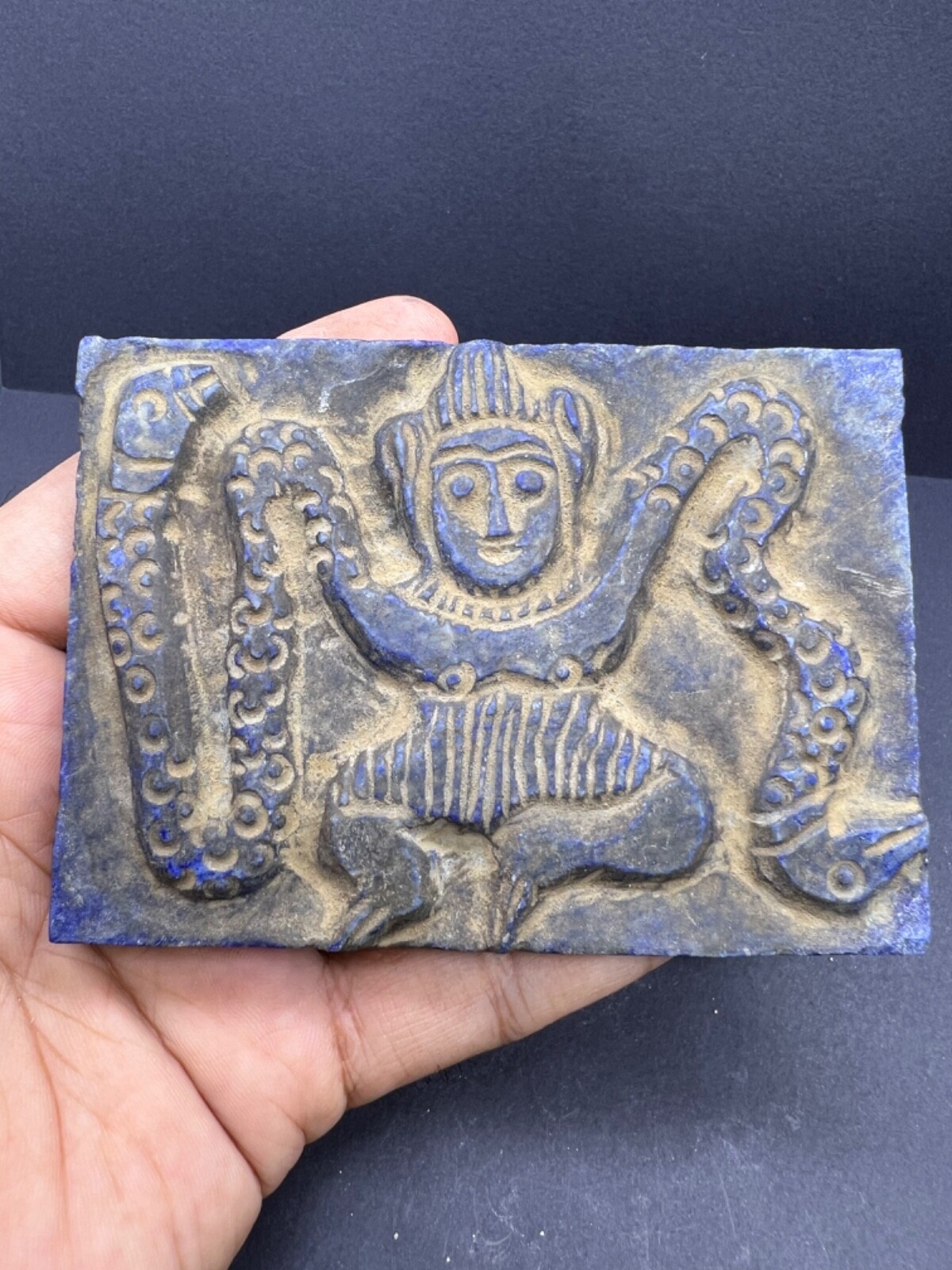 Ancient Central Asian Antiques Old Two Different Stories Engrave Bactrian Relief