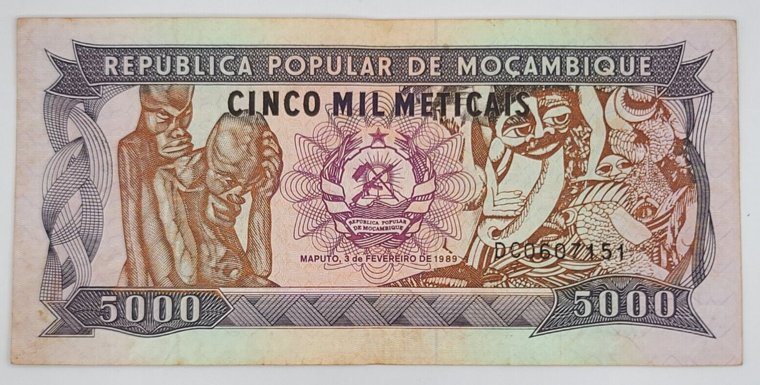 1989 Mozambique 5000 Meticais Banknote - P# 133