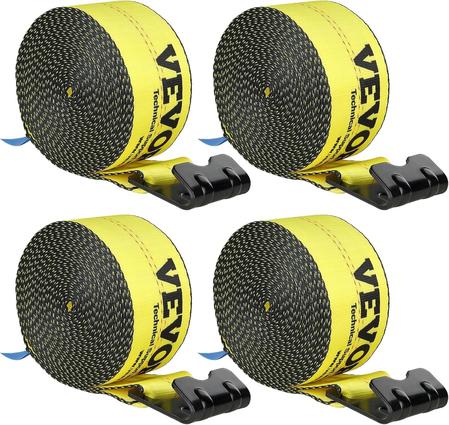 Truck Straps Winch Straps 4" x 30' with Flat Hook for Towing 4 Pack Yellow