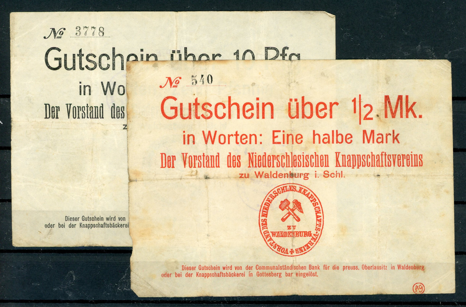 Waldenburg 2 Notes Notgeld Banknotes 2/20327