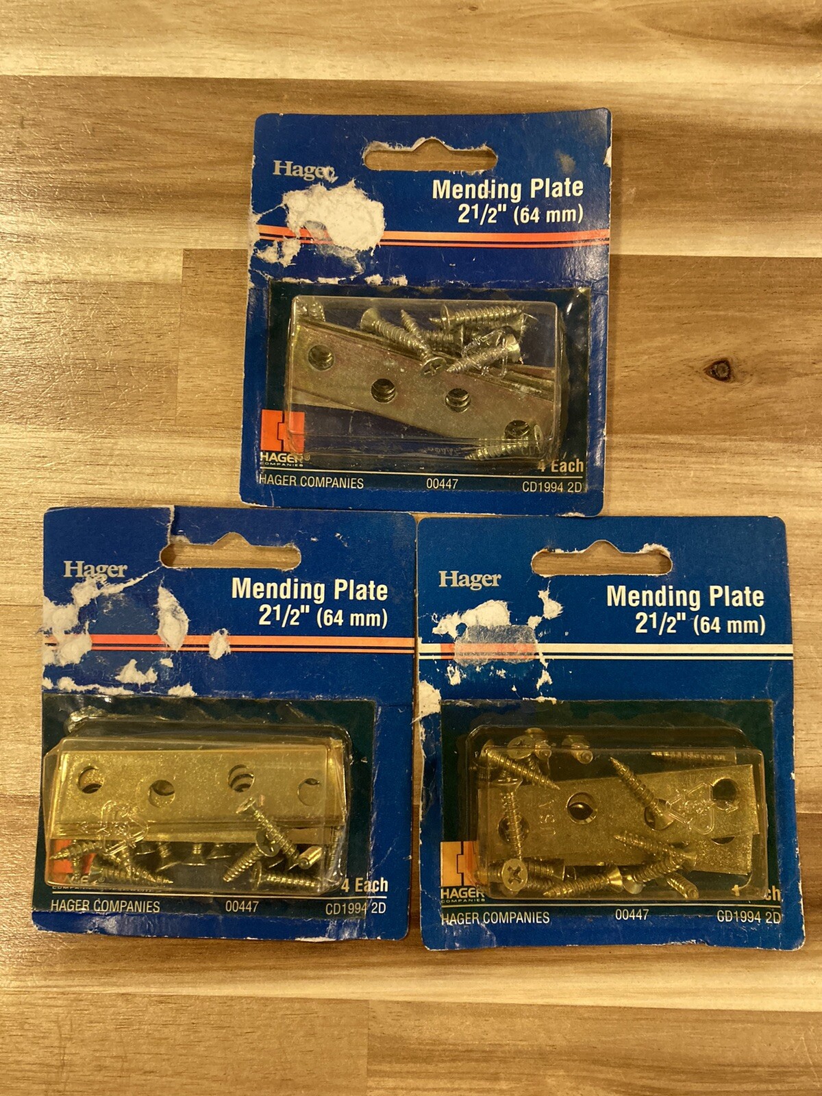(3) 2-1/2” Mending Plate, Hagar, 4 Holes. 12 Mending Plates With Screws