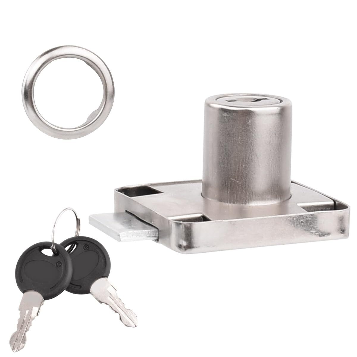 2PCS Drawer Lock Cabinet Lock with Keys Silver Desk Drawer Security Lock