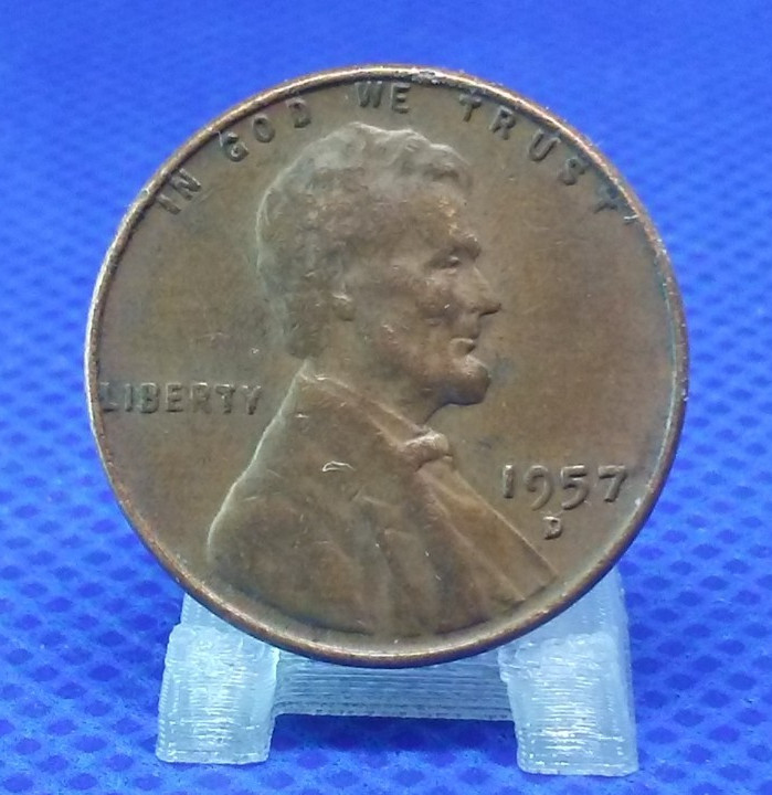 1957 d  Wheat Penny Die Chip on Wheat Ears