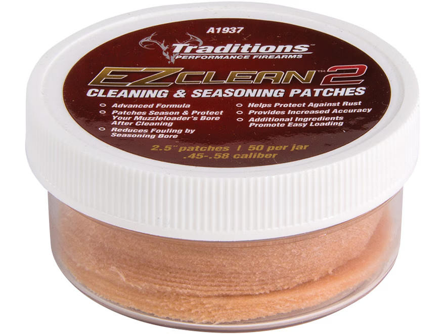 Traditions EZ Clean 2 Cleaning and Seasoning Black Powder Patches 45-58 Caliber