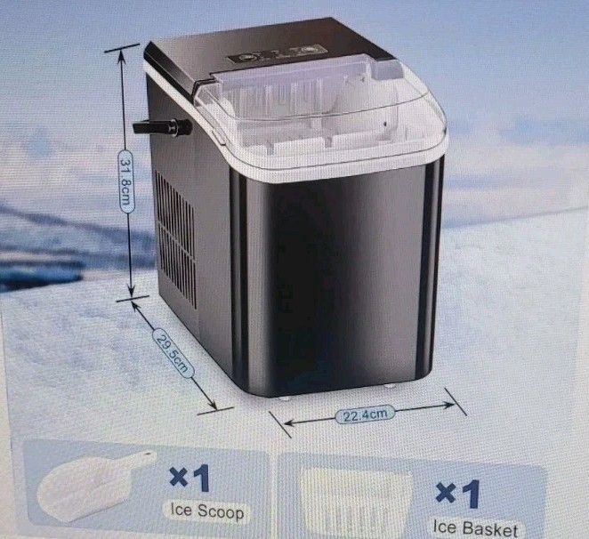 Countertop Ice Maker, ZBJ-PP10A-BK, Black, Bullet Ice