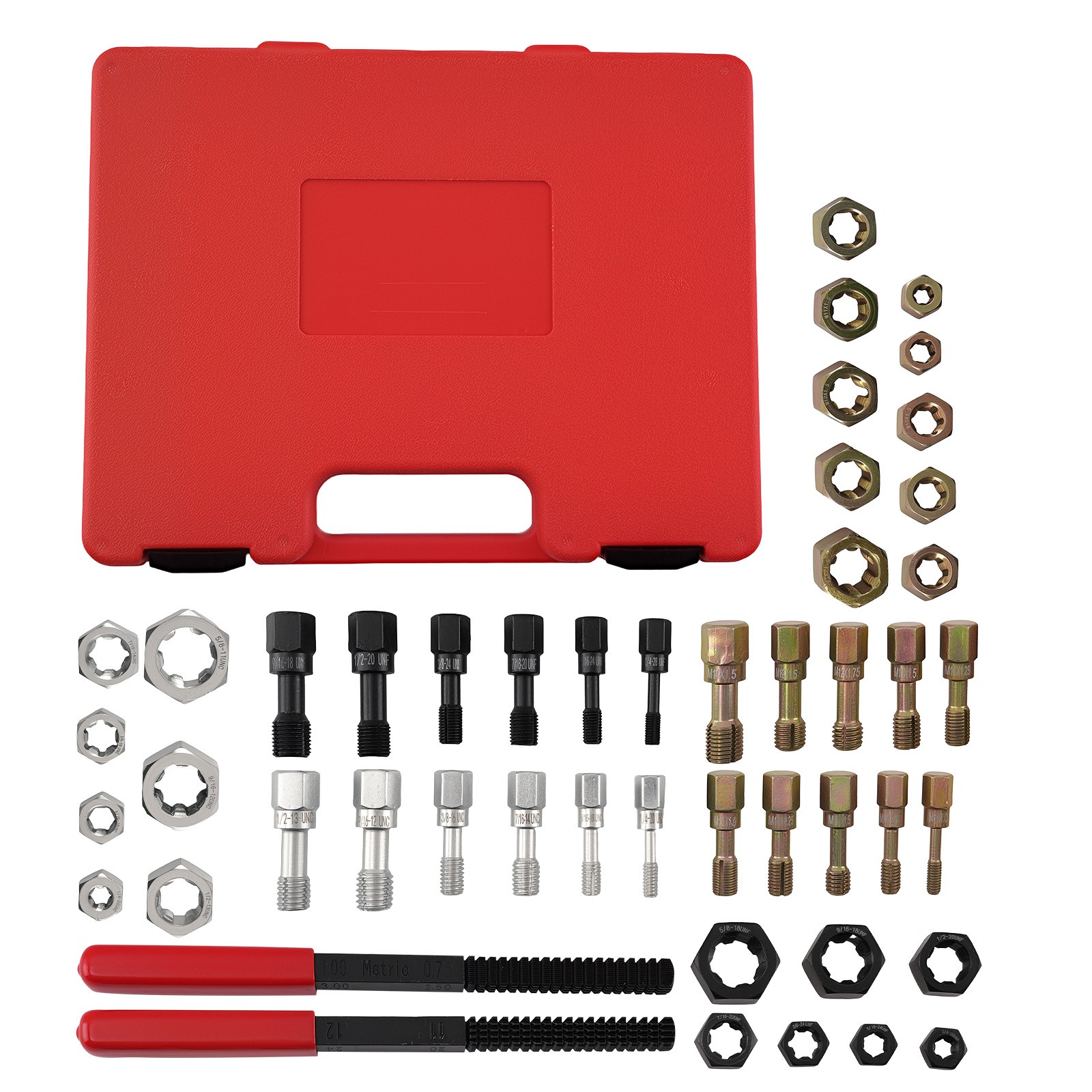 48Pc Metric SAE Tap Die Kit Thread Chaser Repair Set UNC UNF M6-M14