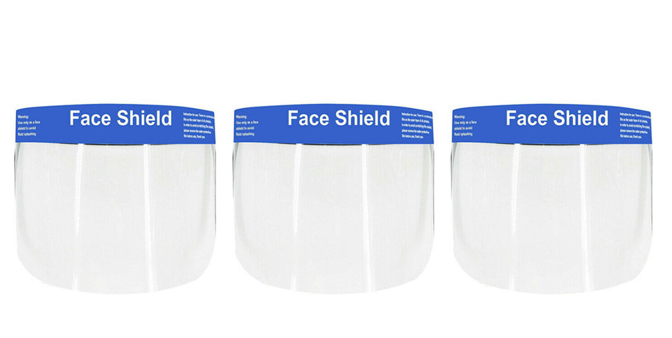 3 Pack Safety Reusable Anti Fog Face Shield Face Guard with Elastic Head Band