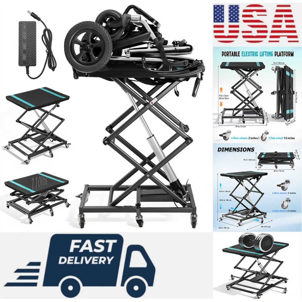 Portable Electric Lift Wheelchair Scooter Foldable 35lbs w/4 Brake Wheels 110LBS