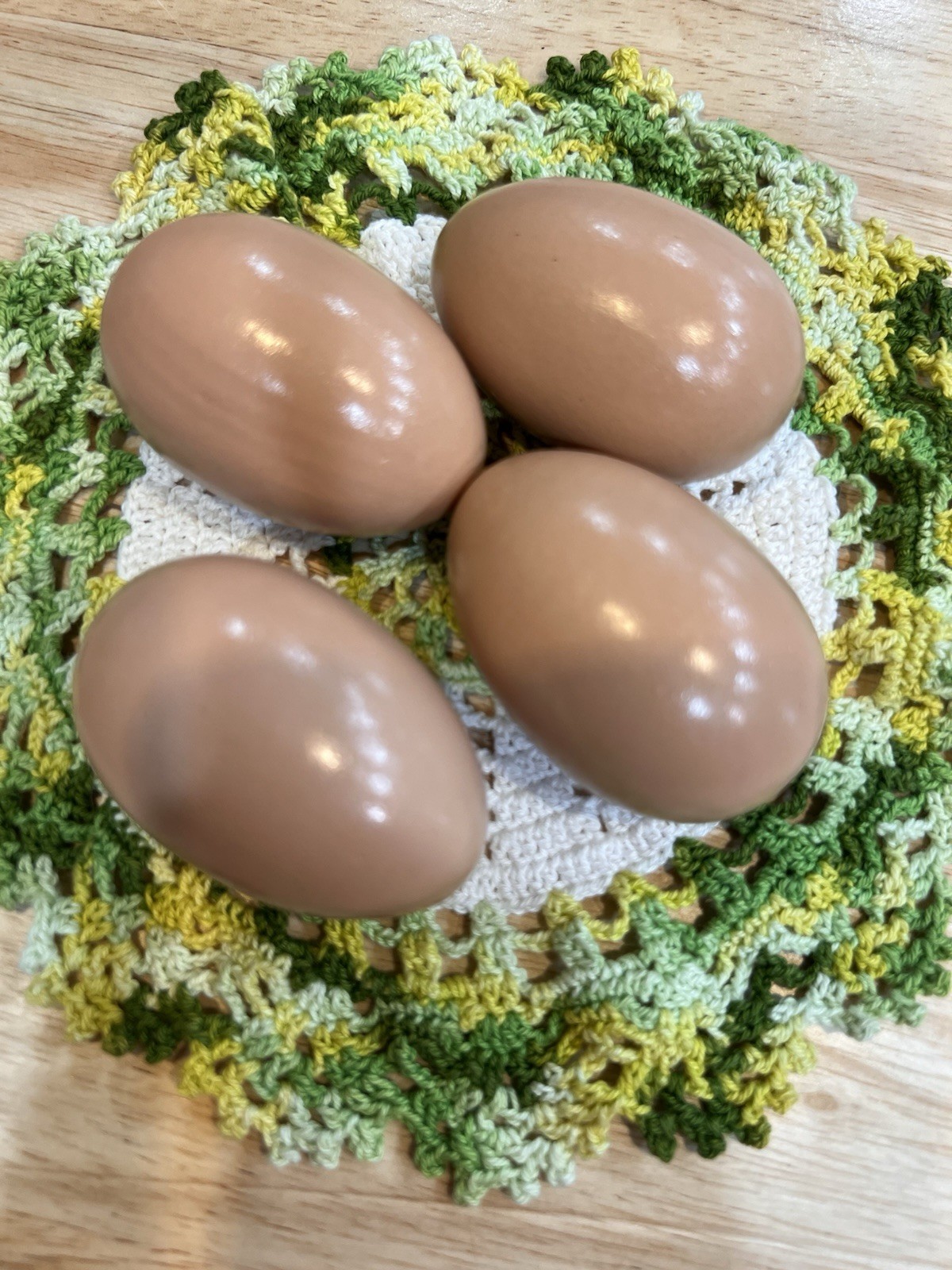 4 Light Brown Wooden Backyard Fertile Hatching Eggs