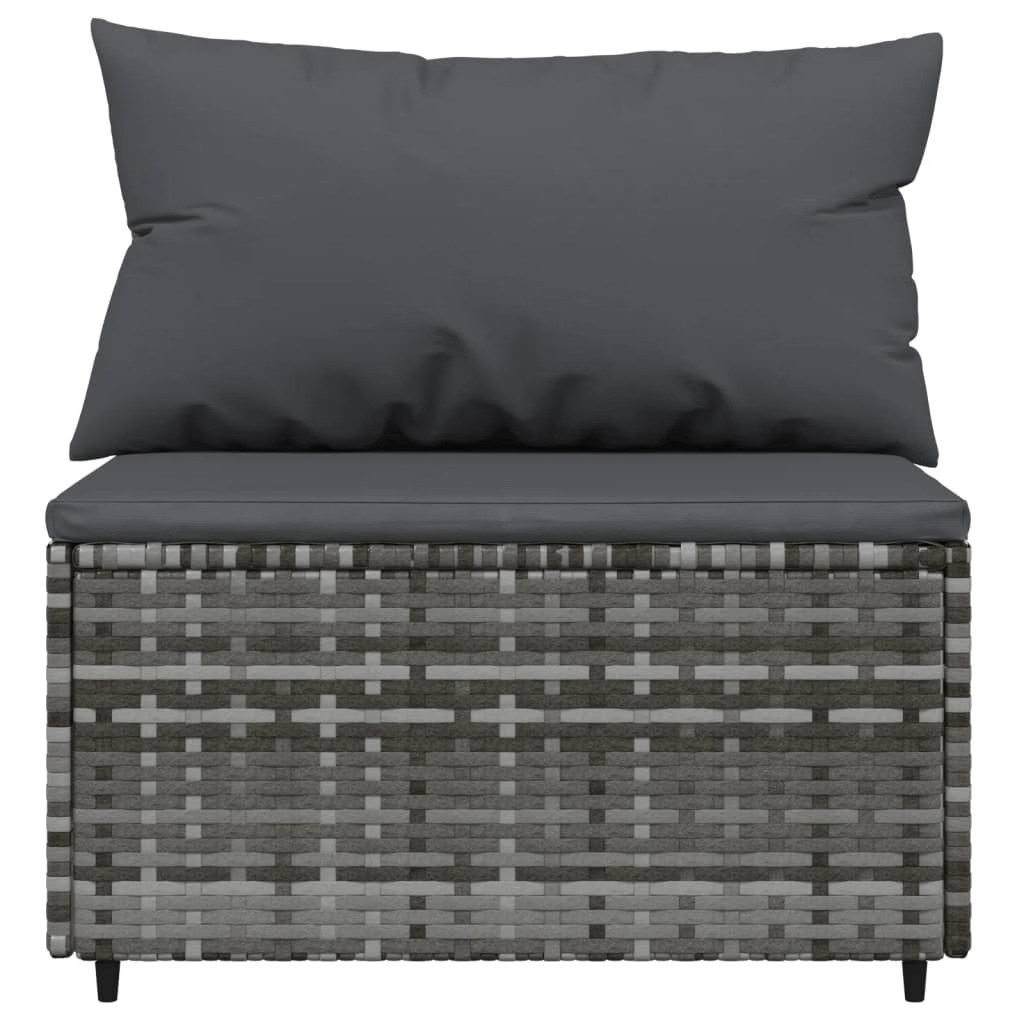 Patio Lounge Set Grey PE rattan Compact Adjustable Feet