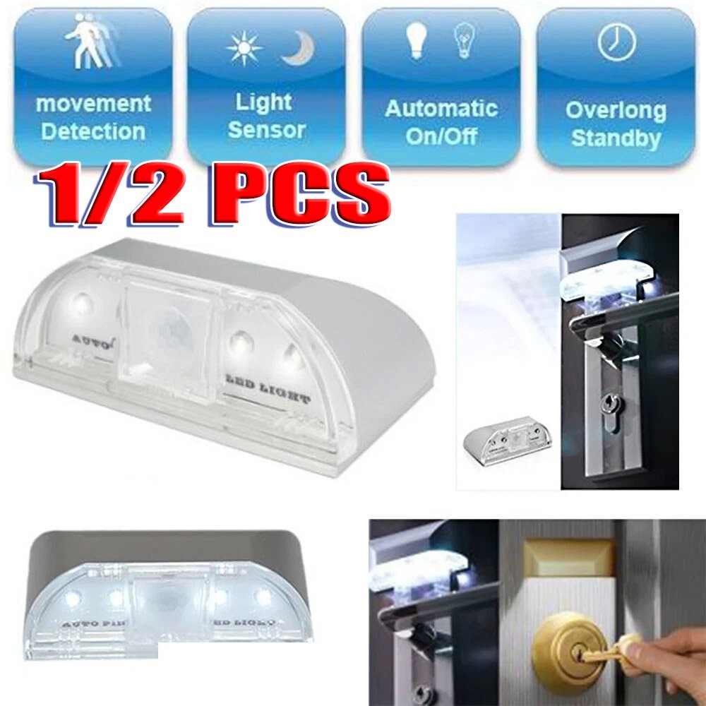 4 LED Sensor Light Auto PIR Infrared Wireless Keyhole Motion Detection Bright CW