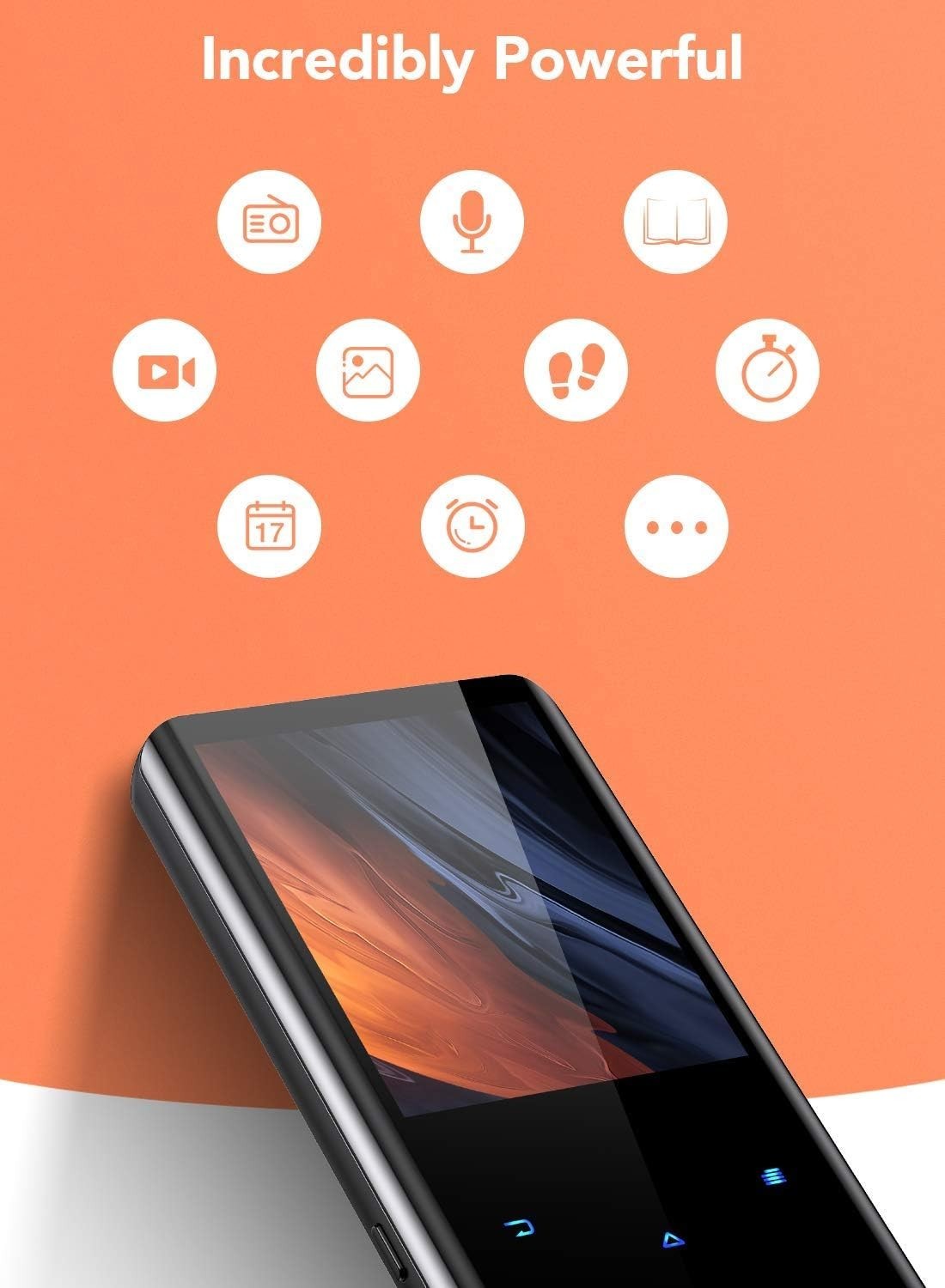Expandable 64GB MP3 Player with 48-Hour Playback & Bluetooth Connectivity
