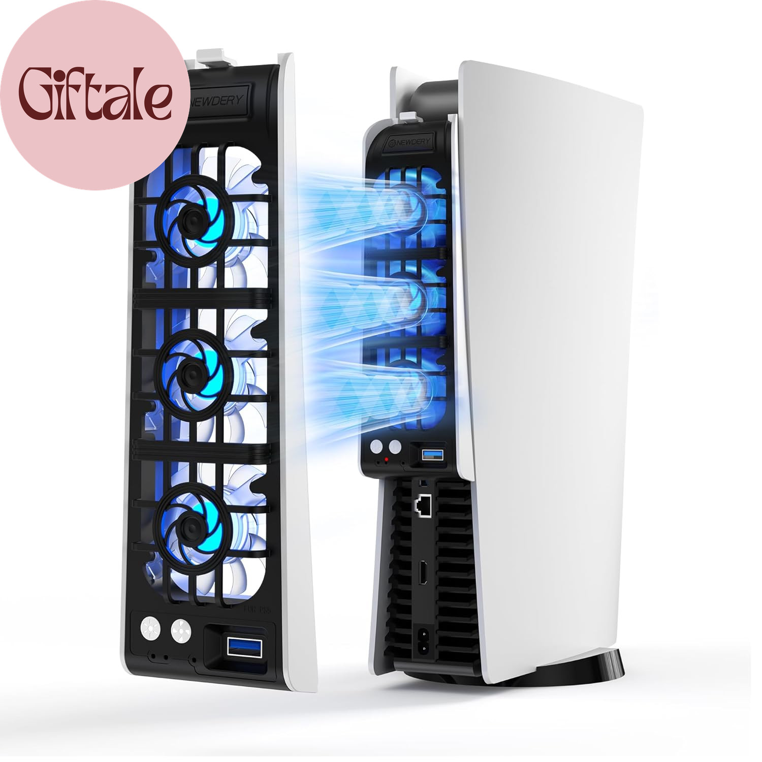 Cooling Fan for PS5, Upgraded 9-Blades & Larger Fan Quiet Cooler with Auto Speed