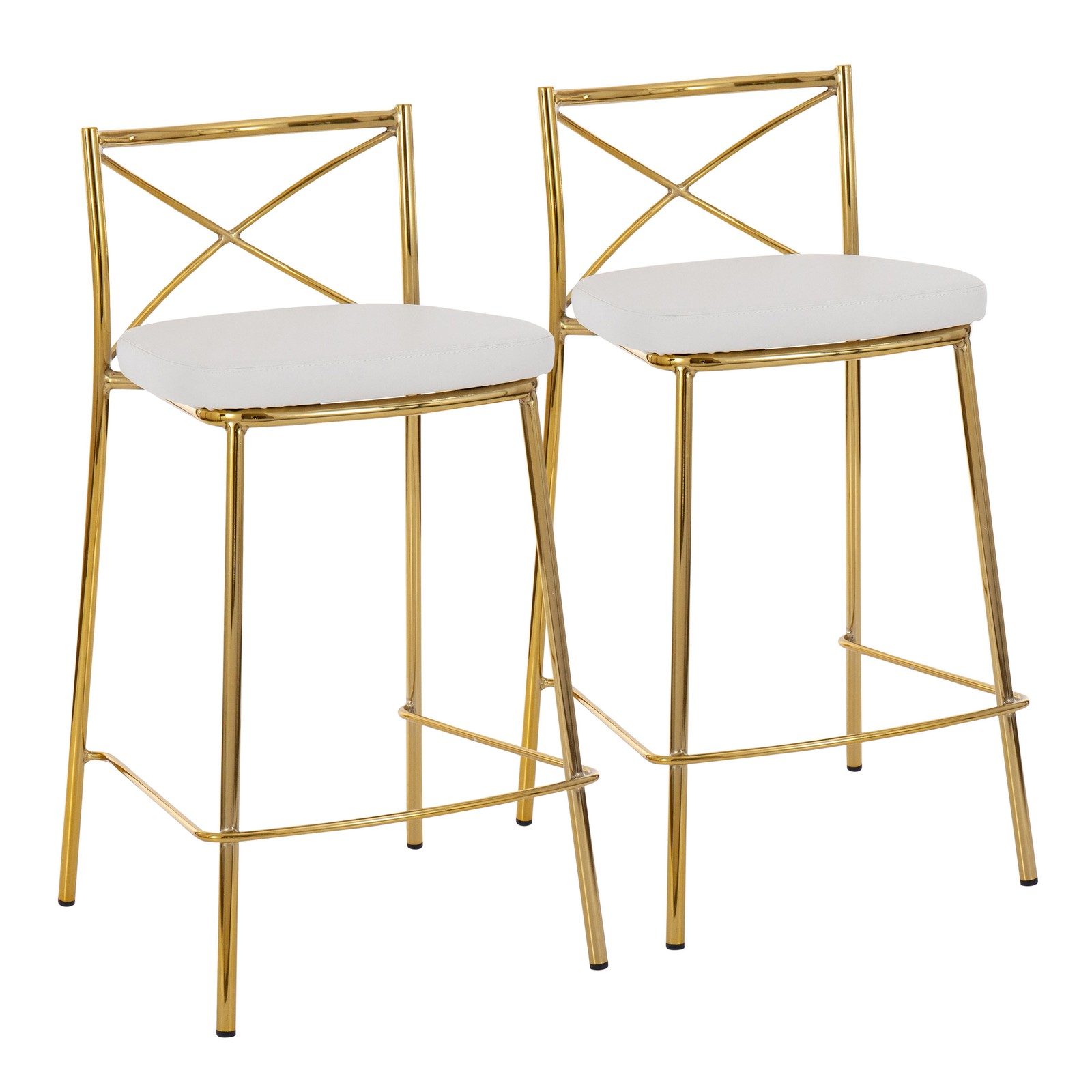 Modern Charlotte 25" Contemporary Fixed-Height Counter Stool in Gold Metal and