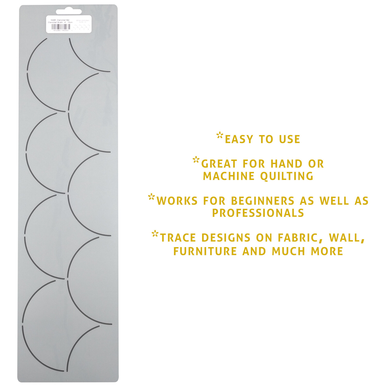 Quilting Stencil Scallop Border Clamshell Quilt Patterns 4" Clam Shell Template