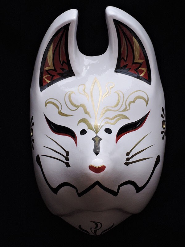 Komendo Full Face Fox Kitsune Mask KYUBI Hand Made Painted Japan Party