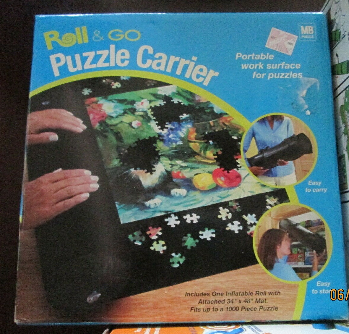 Jigsaw Puzzle Inflatable Black Roll & Go Puzzle Storage & Building Mat 34"x48"