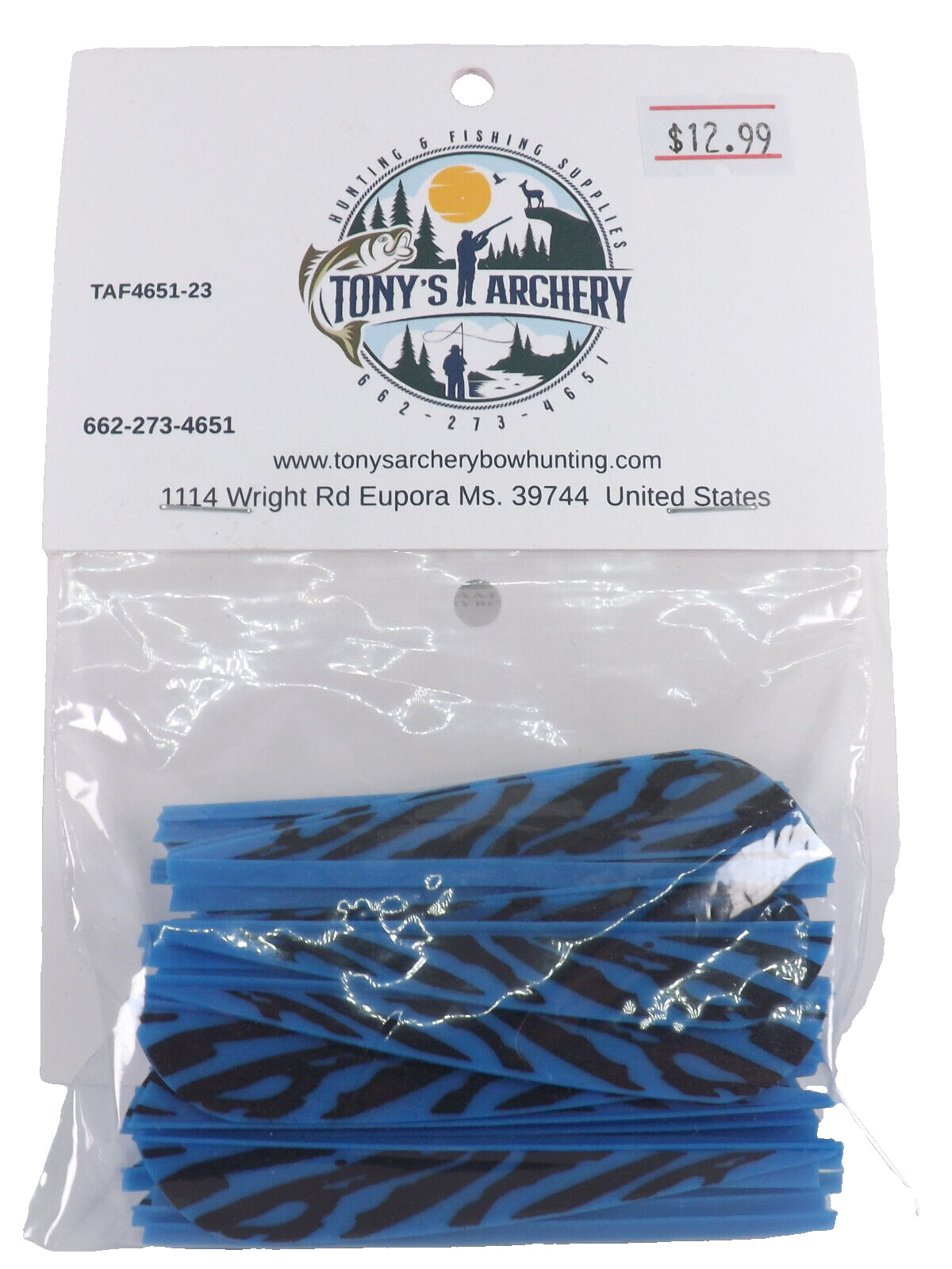 3"INCH 50PK BLUE TIGER STRIPED VANE TSR40195