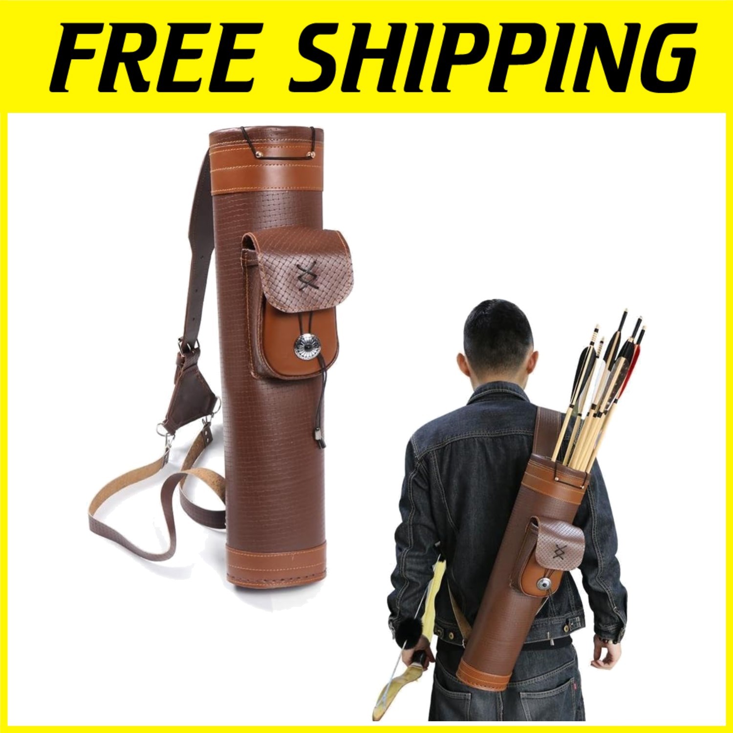 Handmade Leather Back Quiver with Adjustable Straps